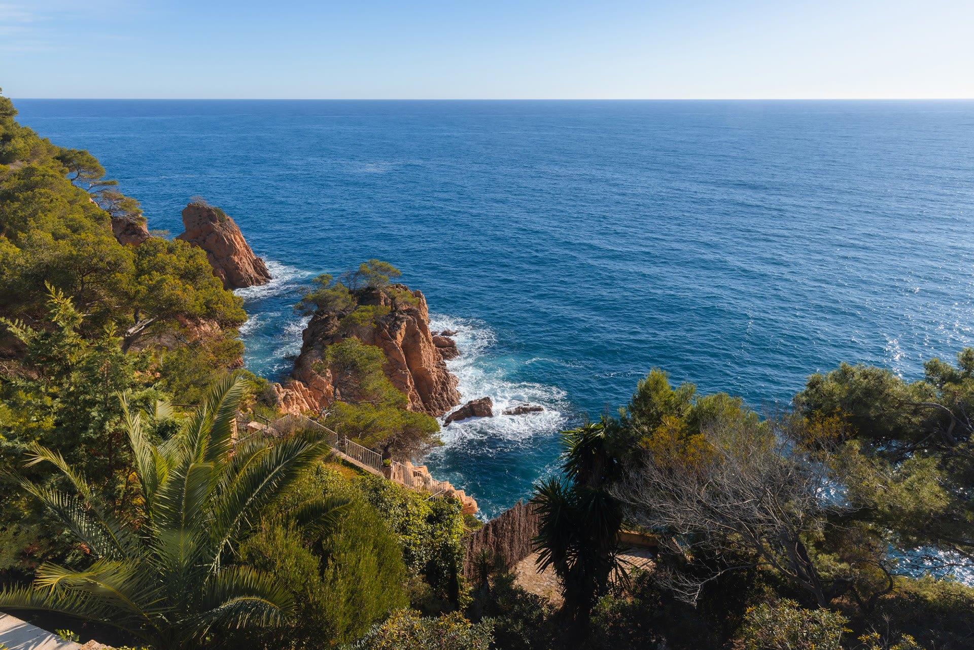 Rocky coastline and sea at Tamariu