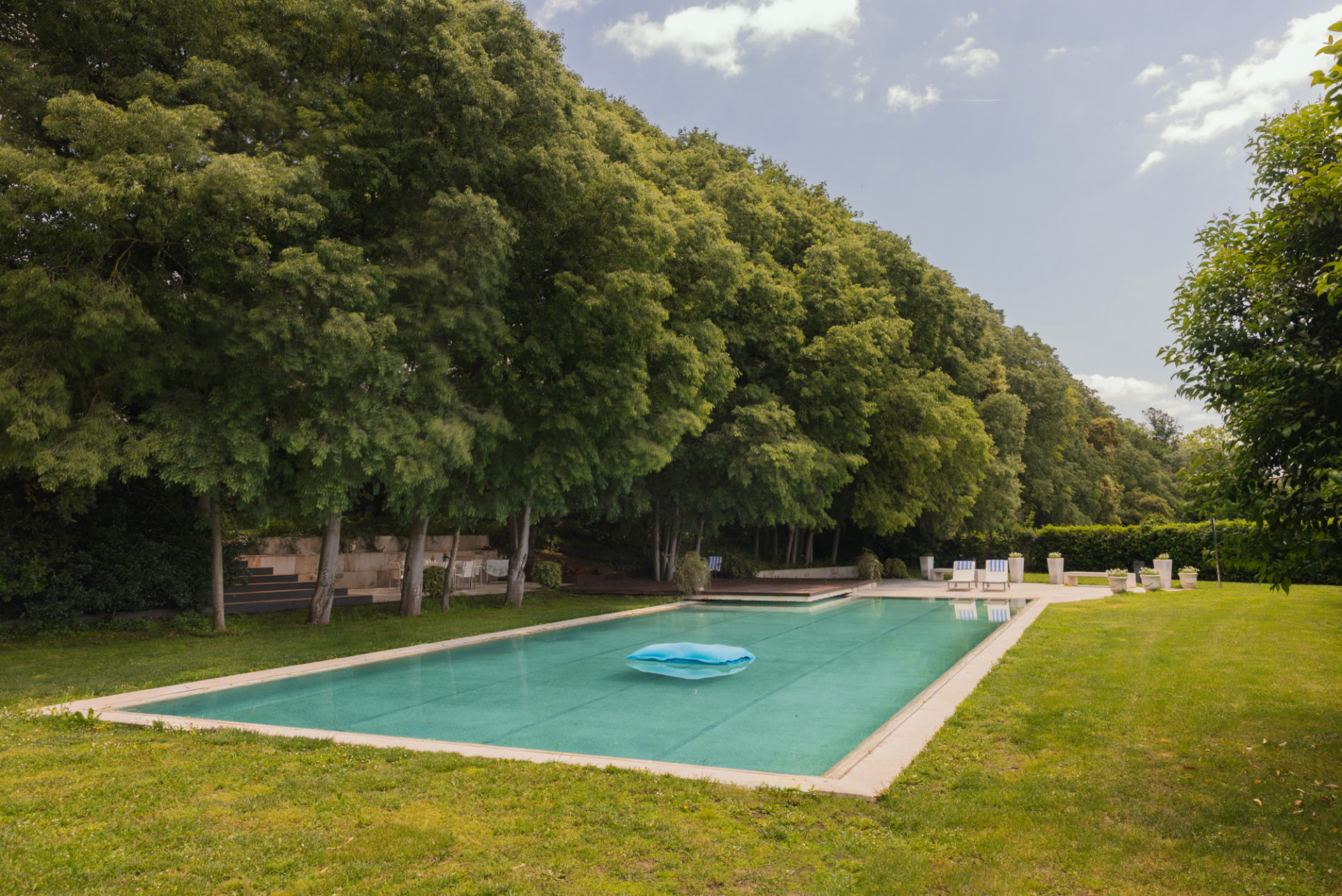 Swimming pool surrounded by trees at Mas Simon